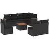 vidaXL Salon de jardin 9 pcs avec coussins noir résine tressée