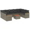 vidaXL Salon de jardin 9 pcs avec coussins gris résine tressée