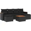 vidaXL Salon de jardin 6 pcs avec coussins noir résine tressée