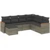 vidaXL Salon de jardin avec coussins 7 pcs gris résine tressée