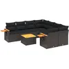 vidaXL Salon de jardin 9 pcs avec coussins noir résine tressée