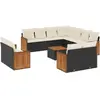 vidaXL Salon de jardin 12 pcs avec coussins noir résine tressée