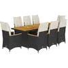 vidaXL Ensemble de bistro de jardin 9 pcs coussins noir poly rotin