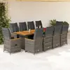 vidaXL Ensemble de bistro de jardin 11 pcs coussins gris poly rotin