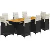 vidaXL Ensemble de bistro de jardin 9 pcs coussins noir poly rotin