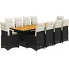 vidaXL Ensemble de bistro de jardin 11 pcs coussins noir poly rotin