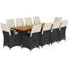 vidaXL Ensemble de bistro de jardin 11 pcs coussins noir poly rotin