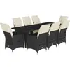 vidaXL Ensemble de bistro de jardin 9 pcs coussins noir poly rotin