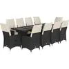 vidaXL Ensemble de bistro de jardin 11 pcs coussins noir poly rotin