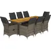 vidaXL Ensemble de bistro de jardin 9 pcs coussins gris poly rotin