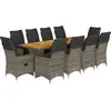 vidaXL Ensemble de bistro de jardin 11 pcs coussins gris poly rotin