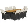 vidaXL Ensemble de bistro de jardin 9 pcs coussins noir poly rotin