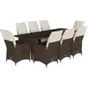 vidaXL Ensemble de bistro de jardin 9 pcs coussins marron poly rotin