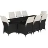 vidaXL Ensemble de bistro de jardin 9 pcs coussins noir poly rotin