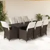 vidaXL Ensemble de bistro de jardin 9 pcs coussins marron poly rotin