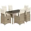 vidaXL Ensemble de bistro de jardin 7 pcs coussins marron poly rotin