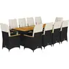 vidaXL Ensemble de bistro de jardin 11 pcs coussins noir poly rotin