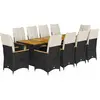 vidaXL Ensemble de bistro de jardin 11 pcs coussins noir poly rotin