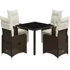 vidaXL Ensemble de bistro de jardin 5 pcs coussins marron poly rotin