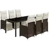 vidaXL Ensemble de bistro de jardin 7 pcs coussins marron poly rotin