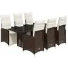 vidaXL Ensemble de bistro de jardin 7 pcs coussins marron poly rotin