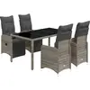 vidaXL Ensemble de bistro de jardin 5 pcs coussins gris poly rotin