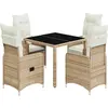vidaXL Ensemble de bistro de jardin 5 pcs coussins beige poly rotin