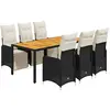 vidaXL Ensemble de bistro de jardin 7 pcs coussins noir poly rotin