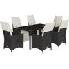 vidaXL Ensemble à manger de jardin coussins 7pcs Noir Résine tressée