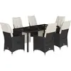 vidaXL Ensemble à manger de jardin coussins 7pcs Noir Résine tressée