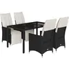 vidaXL Ensemble à manger de jardin coussins 5pcs Noir Résine tressée