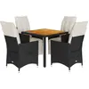 vidaXL Ensemble à manger de jardin coussins 5pcs Noir Résine tressée