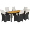 vidaXL Ensemble à manger de jardin coussins 7pcs Noir Résine tressée