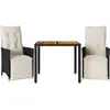 vidaXL Ensemble de bistro 3 pcs avec coussins noir résine tressée