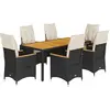 vidaXL Ensemble à manger de jardin coussins 7pcs Noir Résine tressée