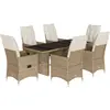 vidaXL Ensemble à manger de jardin et coussins 7 pcs beige poly rotin