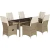 vidaXL Ensemble à manger de jardin et coussins 7 pcs beige poly rotin