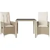 vidaXL Ensemble de bistro 3 pcs avec coussins beige résine tressée