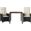 vidaXL Ensemble de bistro 3 pcs avec coussins noir résine tressée