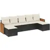 vidaXL Salon de jardin 7 pcs avec coussins noir résine tressée