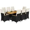 vidaXL Ensemble de bistro de jardin 9 pcs coussins noir poly rotin