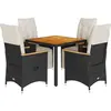 vidaXL Ensemble de bistro de jardin 5 pcs coussins noir poly rotin
