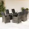 vidaXL Ensemble de bistro de jardin 7 pcs coussins gris poly rotin