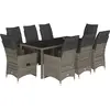vidaXL Ensemble de bistro de jardin 9 pcs coussins gris poly rotin