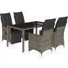 vidaXL Ensemble de bistro de jardin 5 pcs coussins gris poly rotin