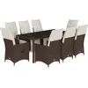 vidaXL Ensemble de bistro de jardin 9 pcs coussins marron poly rotin