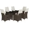 vidaXL Ensemble de bistro de jardin 7 pcs coussins marron poly rotin