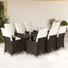 vidaXL Ensemble de bistro de jardin 9 pcs coussins marron poly rotin