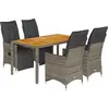 vidaXL Ensemble de bistro de jardin 5 pcs coussins gris poly rotin