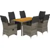 vidaXL Ensemble de bistro de jardin 7 pcs coussins gris poly rotin